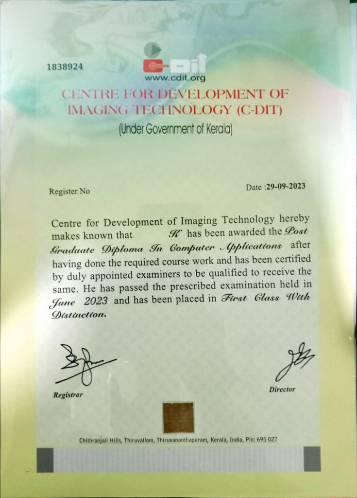 PGDCA CERTIFICATE